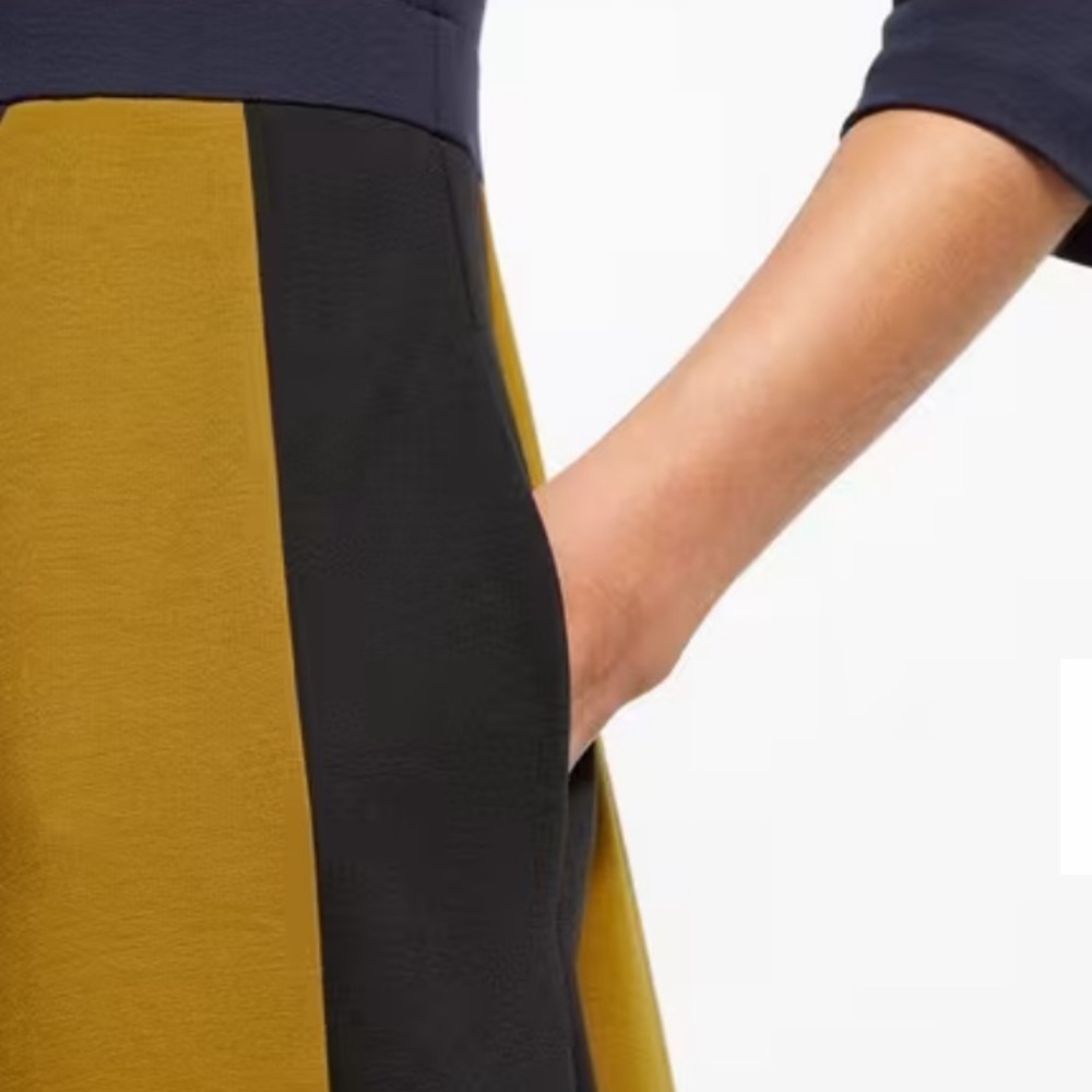 Boden Claudia Ponte Midi Dress Navy Gold Size 4 Colorblock Fit and Flare - Picture 4 of 10